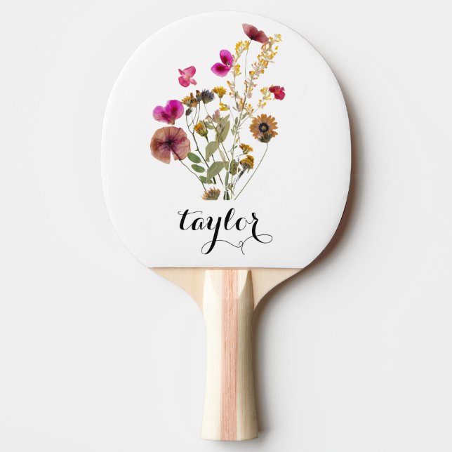 Pala De Ping Pong Nombre personalizado de flor silvestre (Anverso)