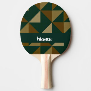 Pala De Ping Pong Nombre personalizado de formas verdes y marrones