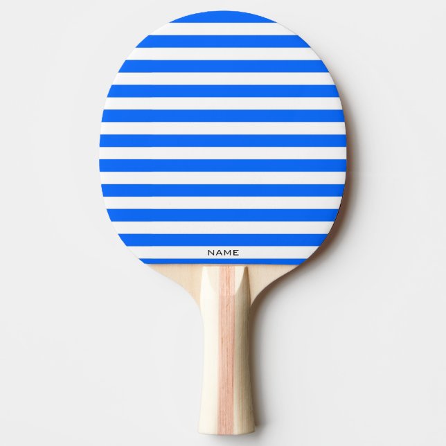 Pala De Ping Pong Nombre personalizado de franjas blancas azules clá (Anverso)