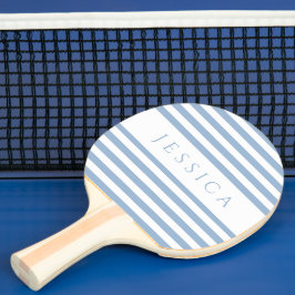 Pala De Ping Pong Nombre personalizado de rayas azules modernas