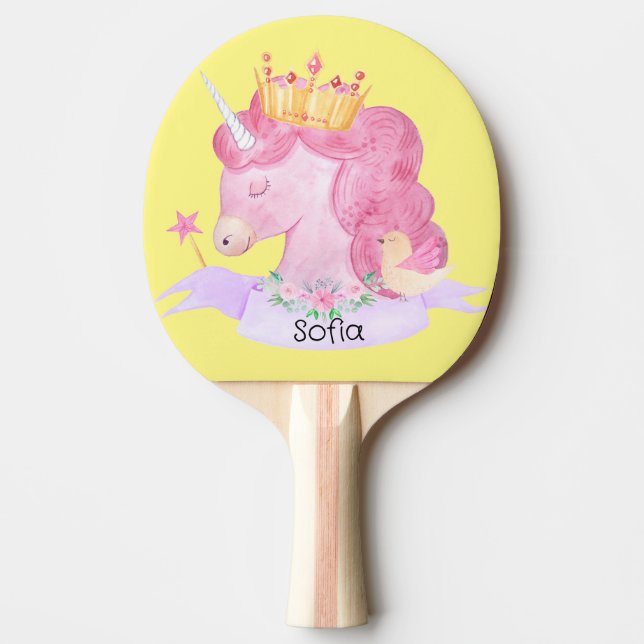Pala De Ping Pong Nombre personalizado de Unicorn Princesa 👑 (Anverso)