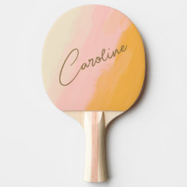 Pala De Ping Pong Nombre personalizado del guión amarillo rosa abstr