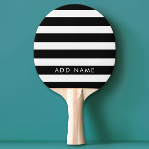 Pala De Ping Pong Nombre personalizado del patrón rayado blanco y ne