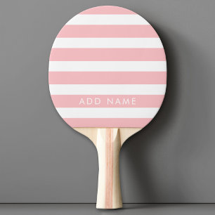 Pala De Ping Pong Nombre personalizado del patrón rayado rosado y bl