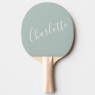 Pala De Ping Pong Nombre personalizado en guión minimalista Dusty Bl