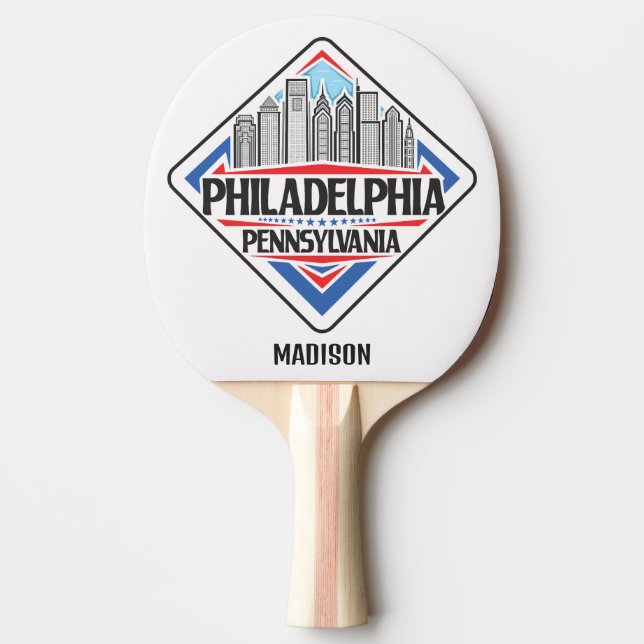 Pala De Ping Pong Nombre personalizado Filadelfia Pennsylvania (Anverso)
