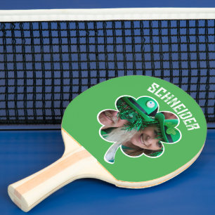 Pala De Ping Pong Nombre personalizado Foto del trébol irlandés Día 