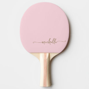 Pala De Ping Pong Nombre personalizado Gold Script de firma Rubor Pi