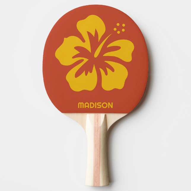 Pala De Ping Pong Nombre personalizado Hibiscus (Anverso)