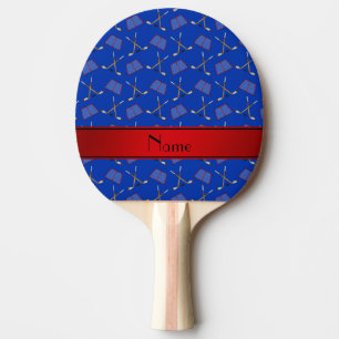 Pala De Ping Pong Nombre personalizado: hockey azul tira roja