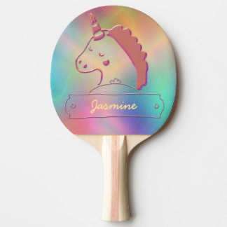 Pala De Ping Pong Nombre personalizado holográfico de unicornio 3D  