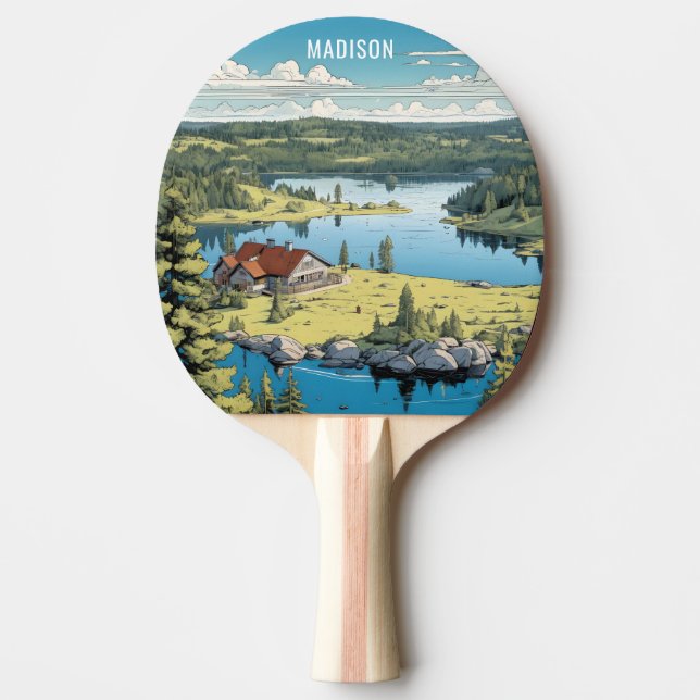Pala De Ping Pong Nombre personalizado Ilustracion natural de Finlan (Anverso)