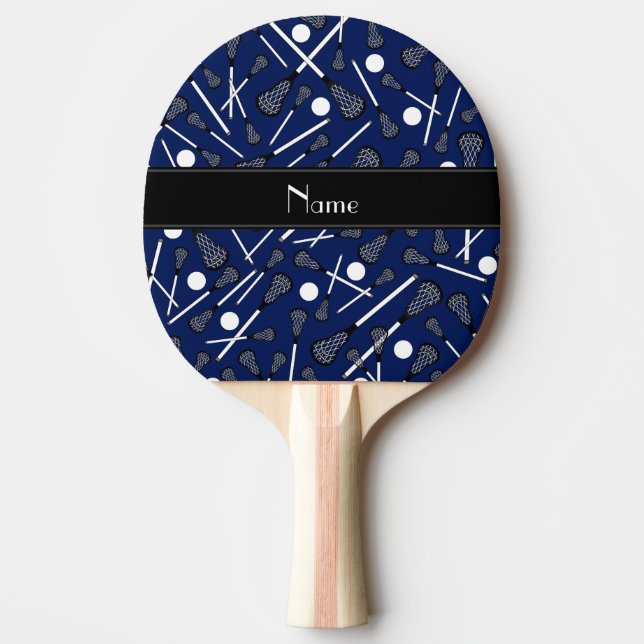 Pala De Ping Pong Nombre personalizado lacrosse azul marino (Anverso)