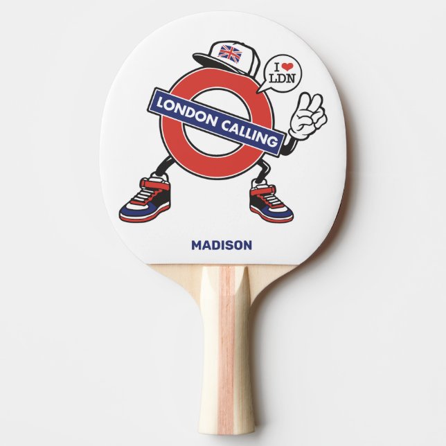 Pala De Ping Pong Nombre personalizado Llamada a Londres (Anverso)
