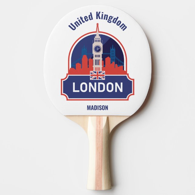 Pala De Ping Pong Nombre personalizado Londres (Anverso)