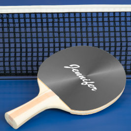 Pala De Ping Pong Nombre personalizado metalizado gris brillante