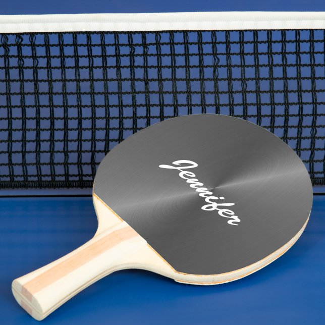 Pala De Ping Pong Nombre personalizado metalizado gris brillante (in situ)