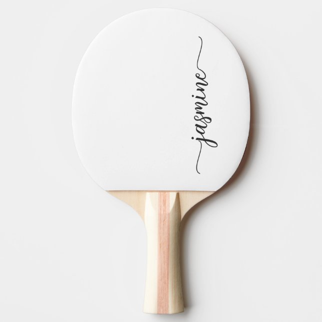 Pala De Ping Pong Nombre personalizado moderno en escritura blanca (Anverso)