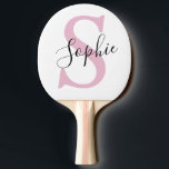 Pala De Ping Pong Nombre personalizado moderno Monograma rosa<br><div class="desc">Nombre personalizado moderno Monograma rosa</div>