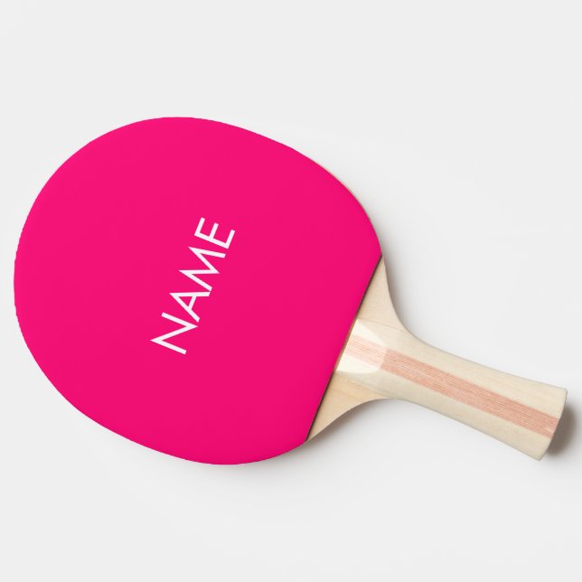 Pala De Ping Pong Nombre personalizado monograma fuchsia rosa calien (Lateral)