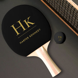 Pala De Ping Pong Nombre personalizado Monograma negro