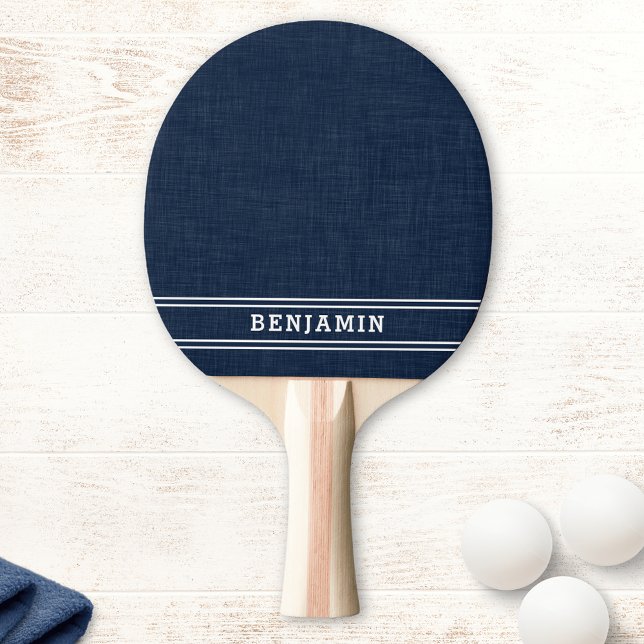 Pala De Ping Pong Nombre personalizado Navy franjas azules y blancas (Subido por el creador)