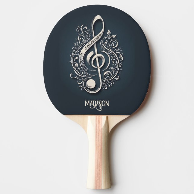 Pala De Ping Pong Nombre personalizado Nota de limpieza musical (Anverso)