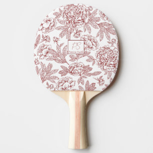Pala De Ping Pong Nombre personalizado Patrón de flor