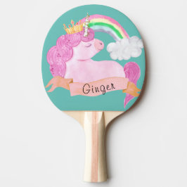 Pala De Ping Pong Nombre personalizado 🌈 Rainbow Unicorn