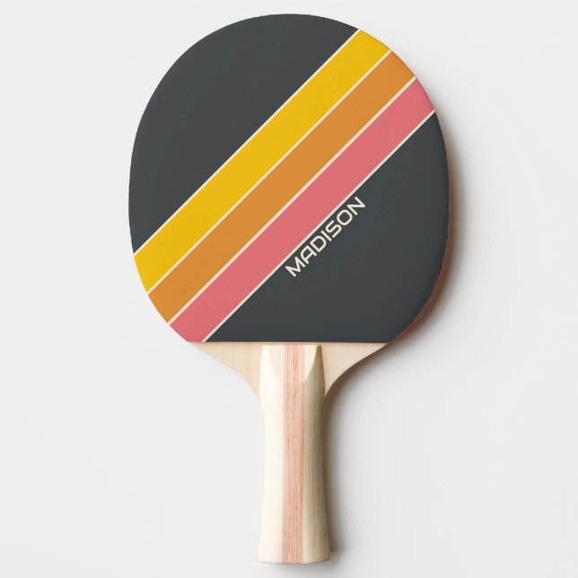 Pala De Ping Pong Nombre personalizado retro (Anverso)