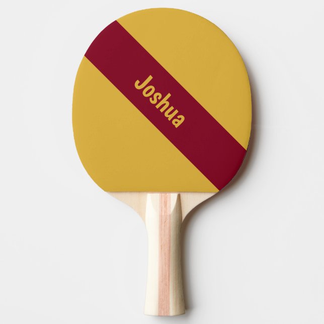 Pala De Ping Pong Nombre personalizado rojo y amarillo de la Moda pr (Anverso)