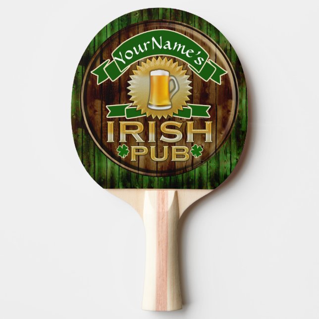 Pala De Ping Pong Nombre personalizado: Rótulo de pub irlandés St. P (Anverso)