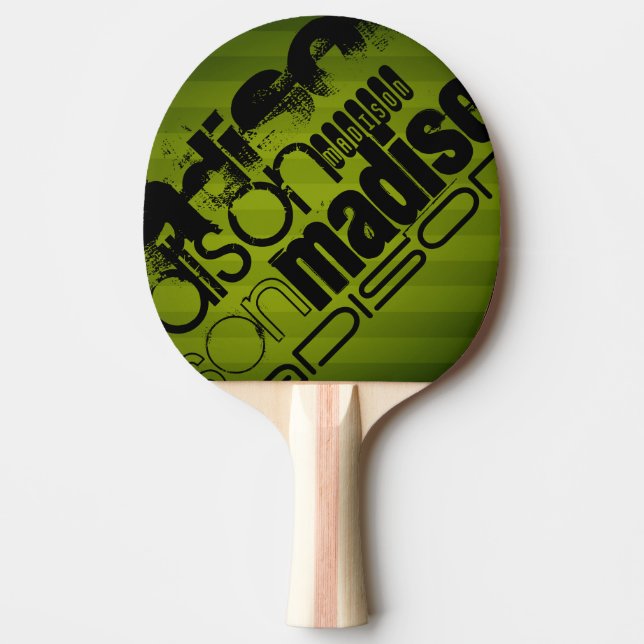 Pala De Ping Pong Nombre personalizado, verde negro y olivo (Anverso)