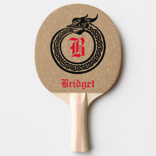 Pala De Ping Pong Nombre personalizado y estilo monograma celta urob