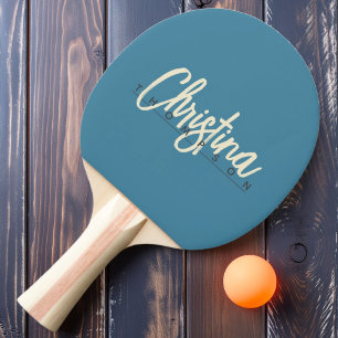 Pala De Ping Pong Nombre Pintado de Aqua Profundo de Estilo Moderno 