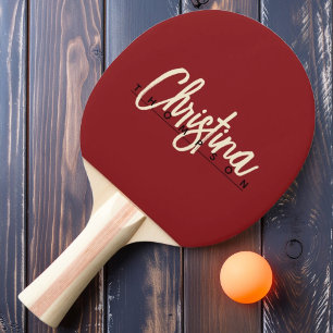 Pala De Ping Pong Nombre Pintado de Cranberry Profundo de Estilo Mod