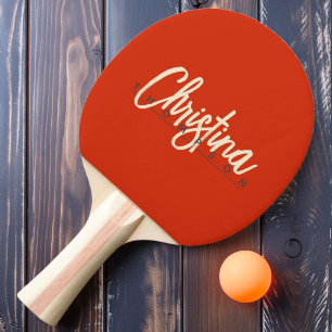 Pala De Ping Pong Nombre Pintado de Naranja Sangre de Moda de Mitad