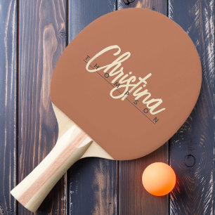 Pala De Ping Pong Nombre Pintado de Rosa Pálido Moderno de Mitad de 