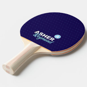 Pala De Ping Pong Nombre retro negrita inicial Navy-azul