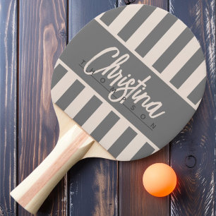 Pala De Ping Pong Nombre Rosa Castillo de Arena de Rayas de Caramelo