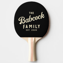 Pala De Ping Pong Nombre y año de familia retro negro y crema