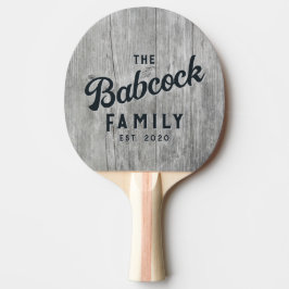 Pala De Ping Pong Nombre y año de la familia retro de madera gris