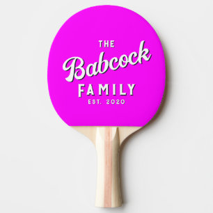 Pala De Ping Pong Nombre y año de la familia rosa retro eléctrico