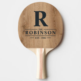 Pala De Ping Pong Nombre y Inicial de Familia de Madera de Teca Lige