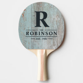 Pala De Ping Pong Nombre y Inicial de la Familia de Madera Pintada d