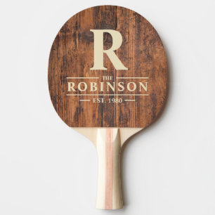Pala De Ping Pong Nombre y Inicial de la Familia en Madera Recuperad
