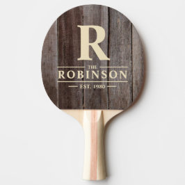 Pala De Ping Pong Nombre y inicial de la familia Vintage Planks