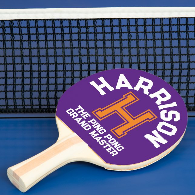 Pala De Ping Pong Nombre y lema del personalizado de naranja púrpura (in situ)