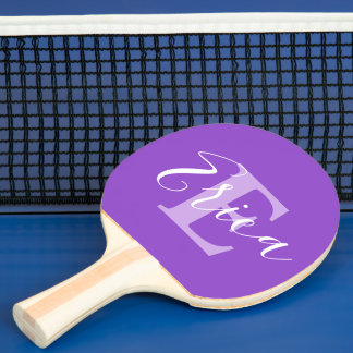 Pala De Ping Pong Nombre y letra de monograma E personalizado púrpur