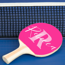 Pala De Ping Pong Nombre y letra de monograma R personalizado rosa